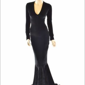 Black Velvet Morticia Addams Mermaid Dress